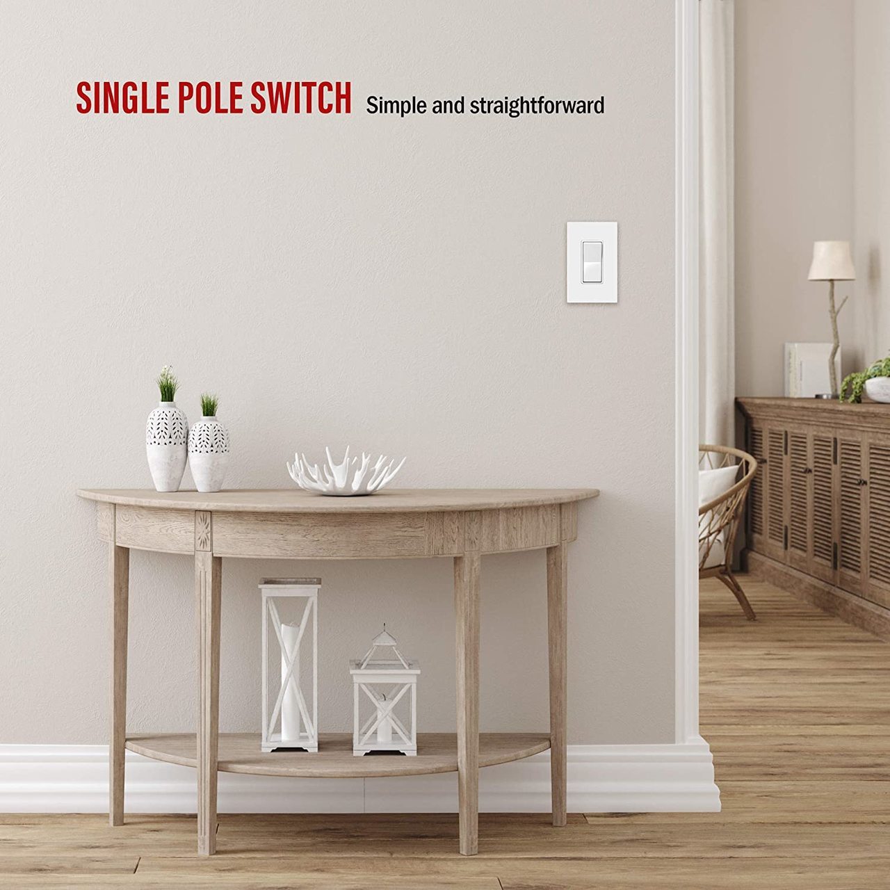 15 Amp Decorator Switch, Single Pole, Residential Grade, 120/277V, White, 10 Pack Four Bros Lighting