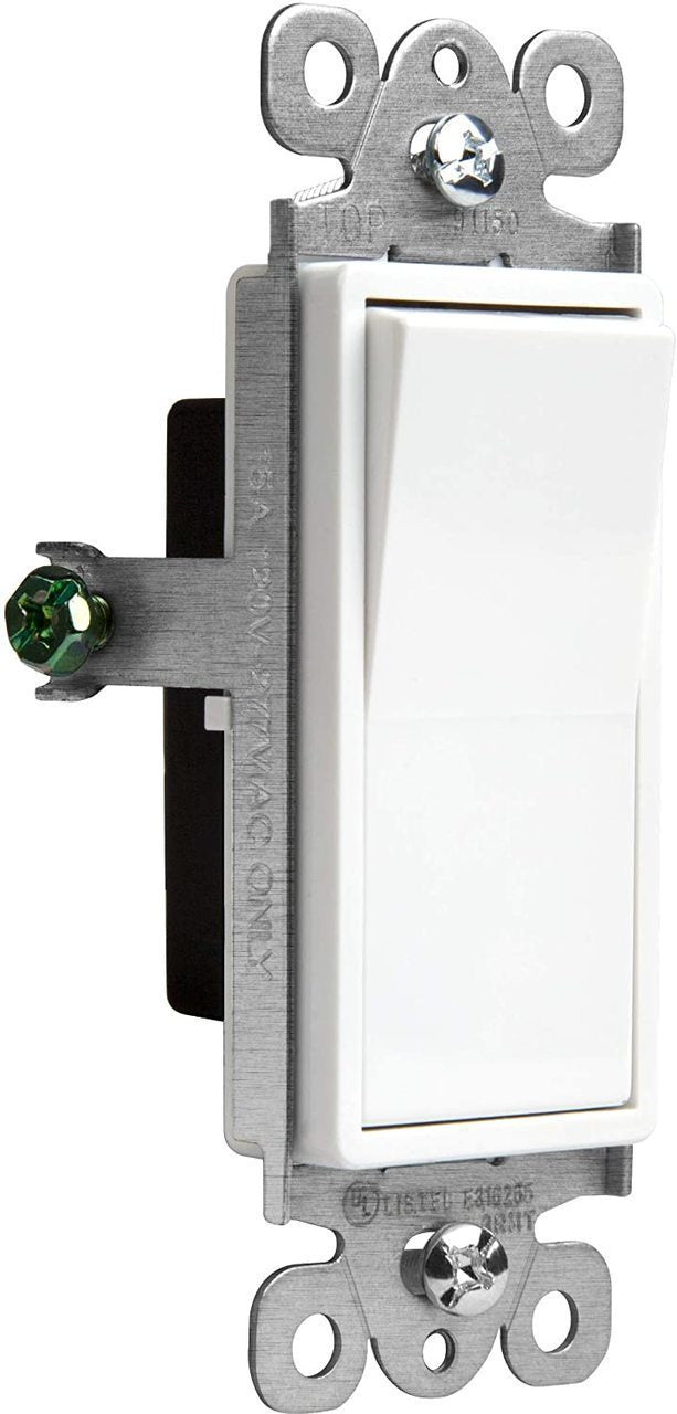 15 Amp Decorator Switch, Single Pole, Residential Grade, 120/277V, White, 10 Pack Four Bros Lighting