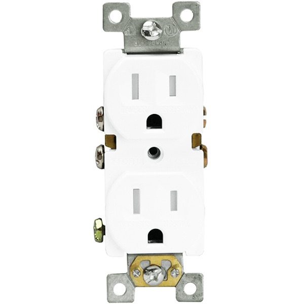 15 Amp - Duplex Receptacle - Tamper Resistant White - 125 Volt Four Bros Lighting