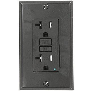 15 Amp Receptacle - GFCI Duplex Outlet - Tamper Resistant - Black Four Bros Lighting