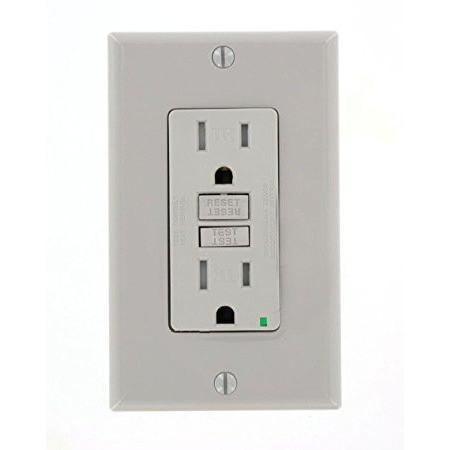 15 Amp Receptacle - GFCI Duplex Outlet - Tamper Resistant - Grey Four Bros Lighting