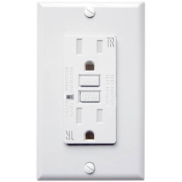 15 Amp Receptacle - GFCI Duplex Outlet - Tamper Resistant - White Four Bros Lighting