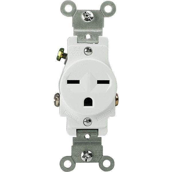 15 Amp - Single Receptacle 250 Volt - Tandem - White Four Bros Lighting