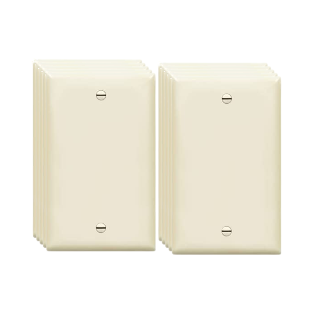 1-Gang Blank Wall Plate, Mid-size, Light Almond, 10 Pack