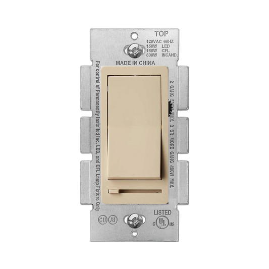 LED DIMMER SWITCH, 3-WAY, SINGLE POLE, 150W, IVORY Four Bros Lighting