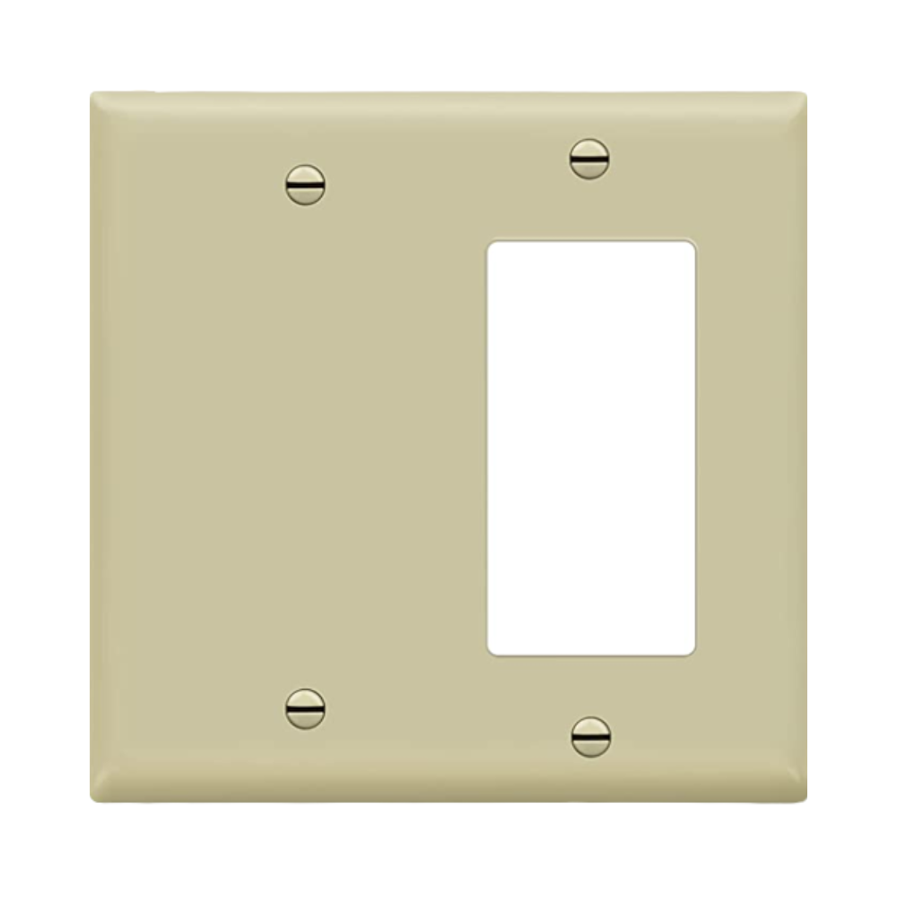 2-GANG COMBINATION WALL PLATE, ONE BLANK, ONE DECORA, IVORY Four Bros Lighting
