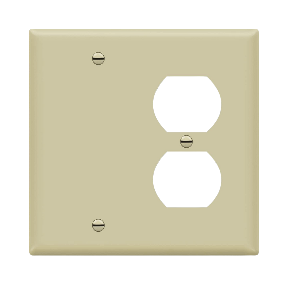 2-GANG COMBINATION WALL PLATE, ONE BLANK, ONE DUPLEX, IVORY Four Bros Lighting
