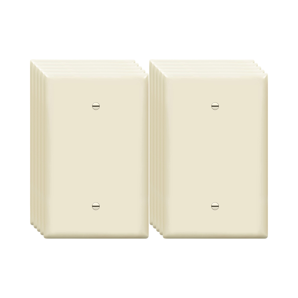 1-Gang Blank Wall Plate, Oversize, Light Almond, 10 Pack