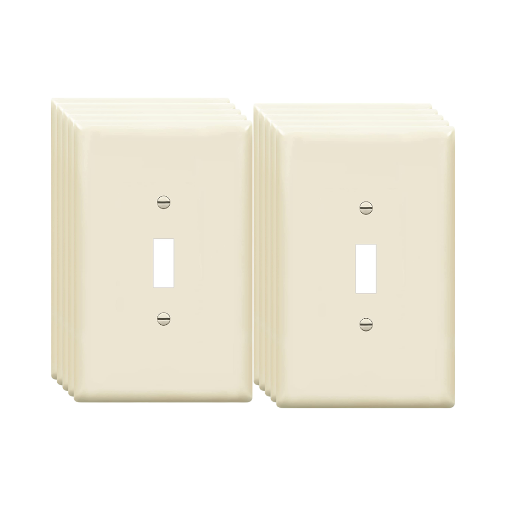 1-Gang Toggle Switch Wall Plate, Mid-size, Light Almond, 10 Pack