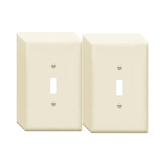 1-Gang Toggle Switch Wall Plate, Mid-size, Light Almond, 10 Pack
