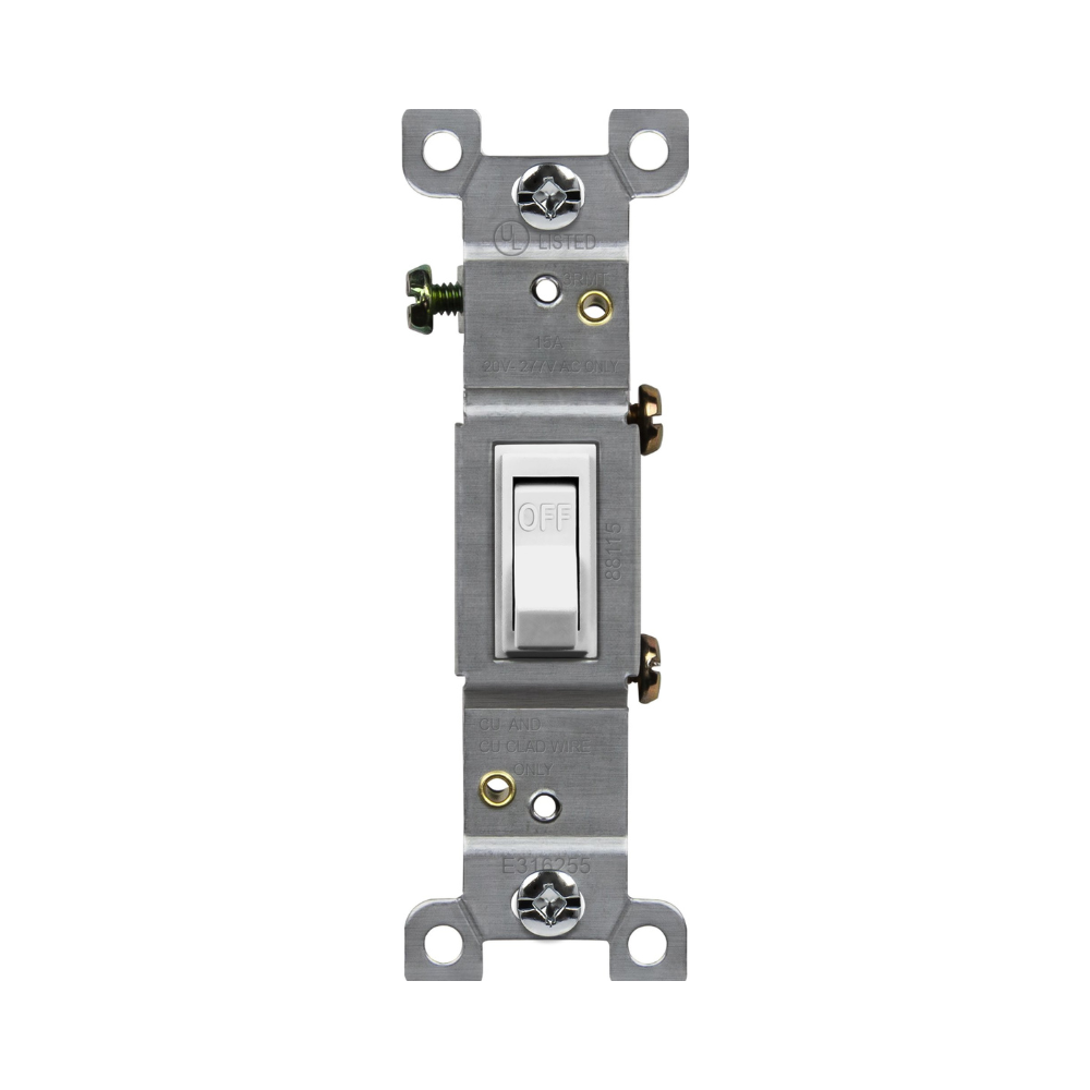 3-Way Toggle Switch, 15A, 120-277V, Residential Grade, White