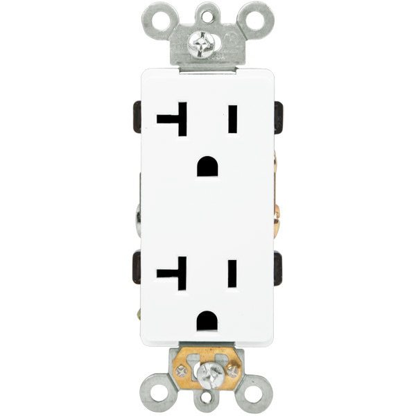 20 Amp - Decorator Duplex Receptacle White - 125 Volt Four Bros Lighting