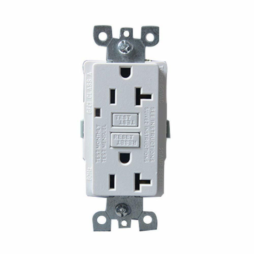 20 Amp GFCI Outlet Electrical Receptacle with LED Indicator, 2-Wires 3-Poles, Tamper Resistant (TR) & Weather Resistant (WR), Nylon Wall Plate & Screws Included, 125V, Self-Test UL2015 Four Bros Lighting