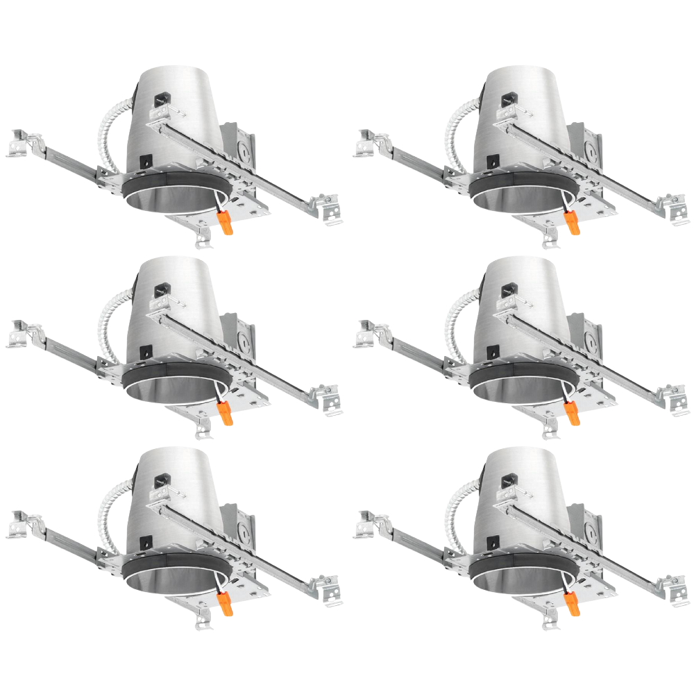 4 Inch New Construction LED Recessed Housing, 6 Pack