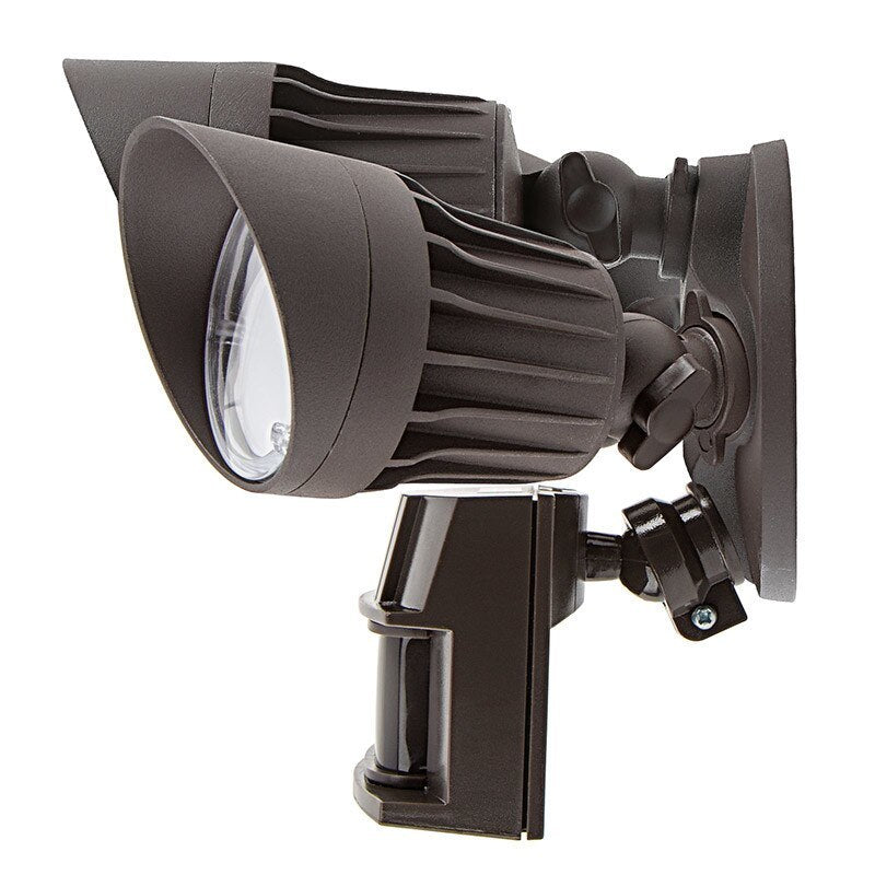 30W - Triple Head - LED Motion Sensor Security Light - Bronze- 5000K Four Bros Lighting