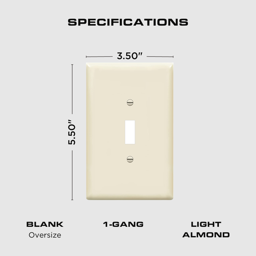 1-GANG TOGGLE SWITCH WALL PLATE, OVERSIZE, LIGHT ALMOND Four Bros Lighting