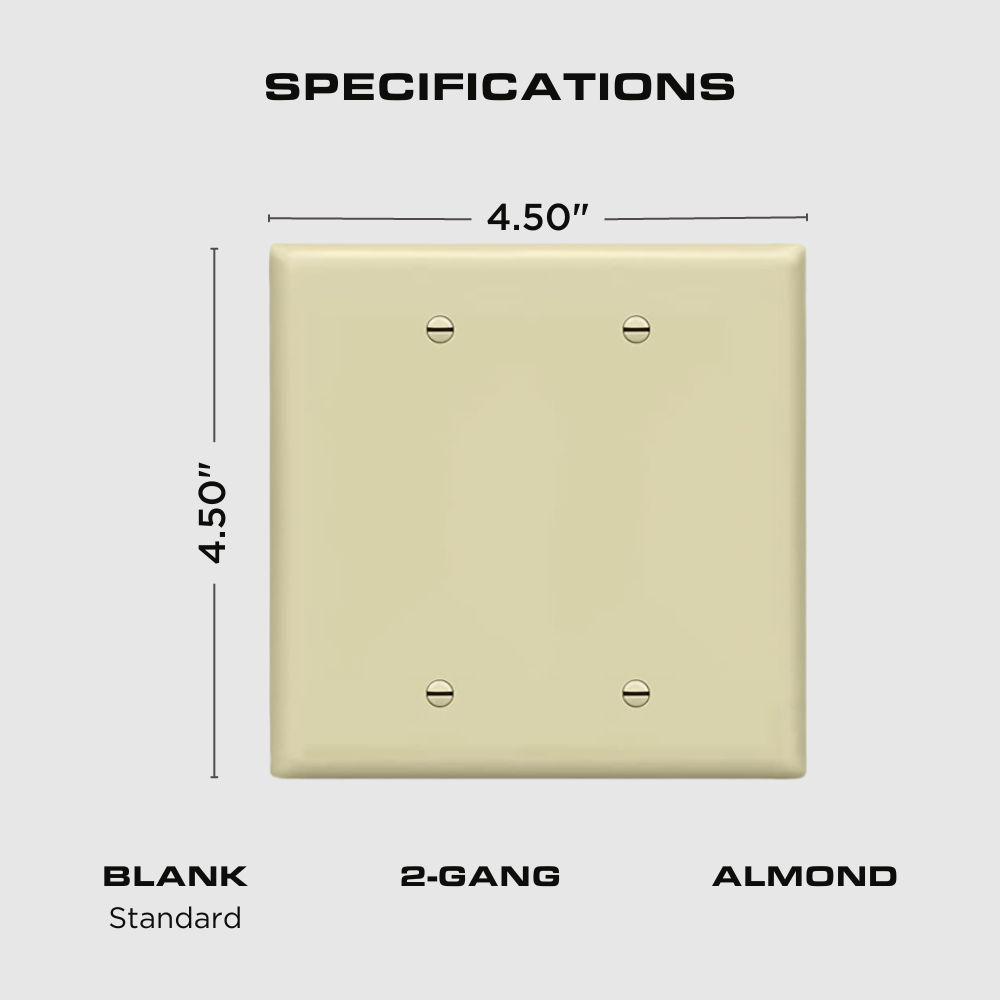 2-GANG BLANK WALL PLATE, ALMOND Four Bros Lighting