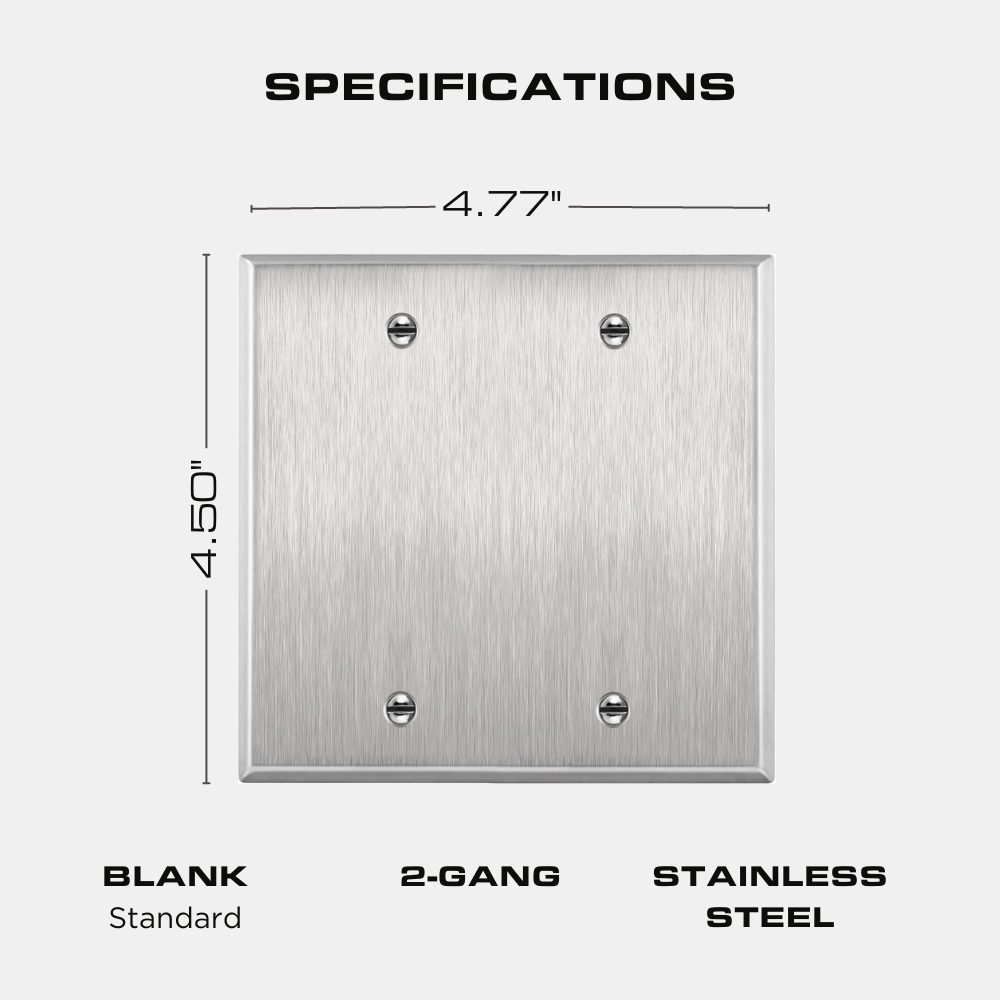 Blank Wall Plate - Stainless Steel - 2 Gang