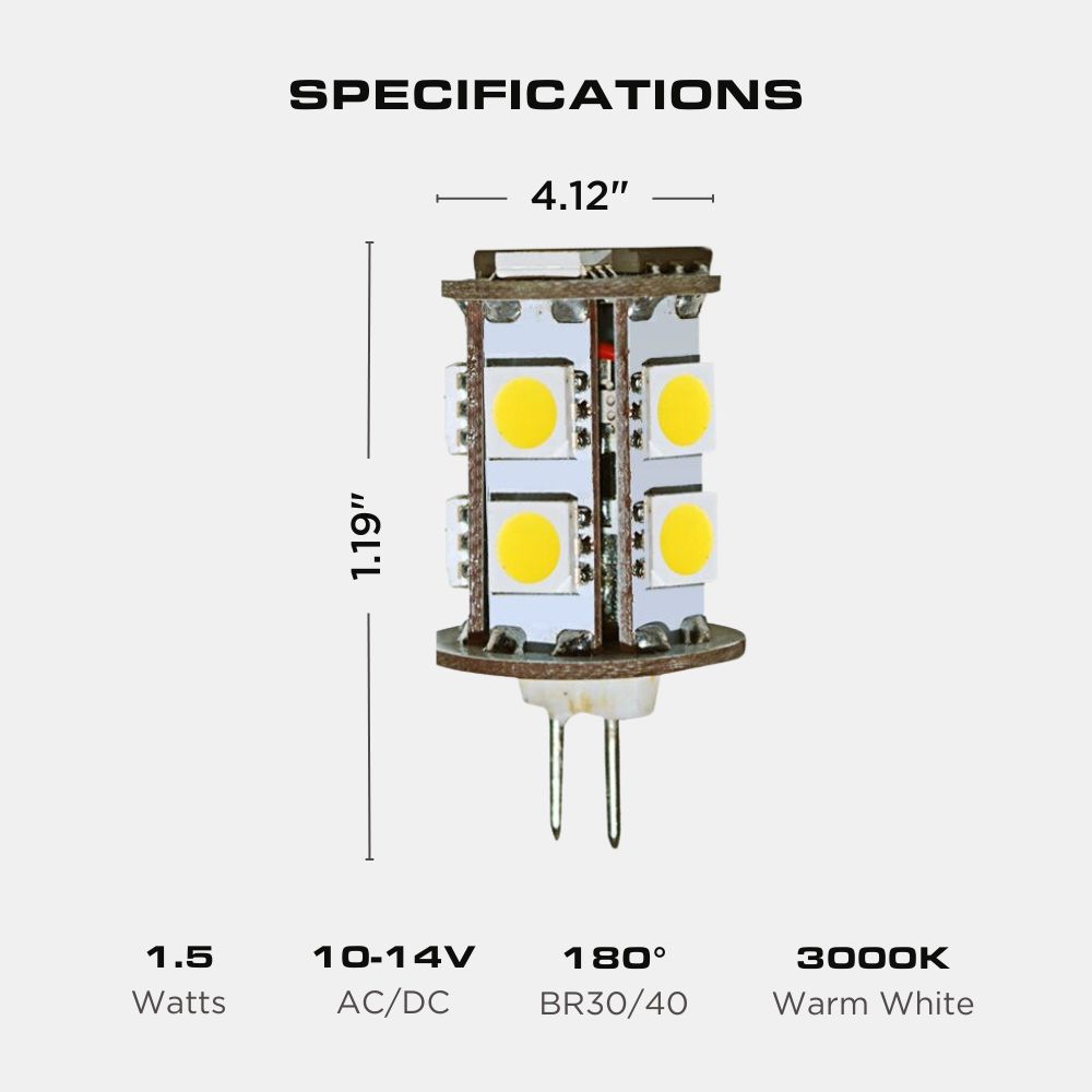 1.5 WATT G4 LED JC LAMP, 12V, 3000K Four Bros Lighting