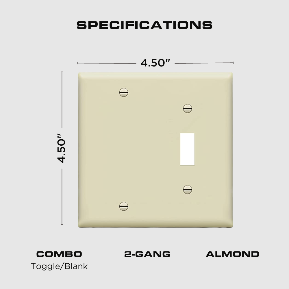2-gang Combination Wall Plate, One Blank, One Toggle, Almond