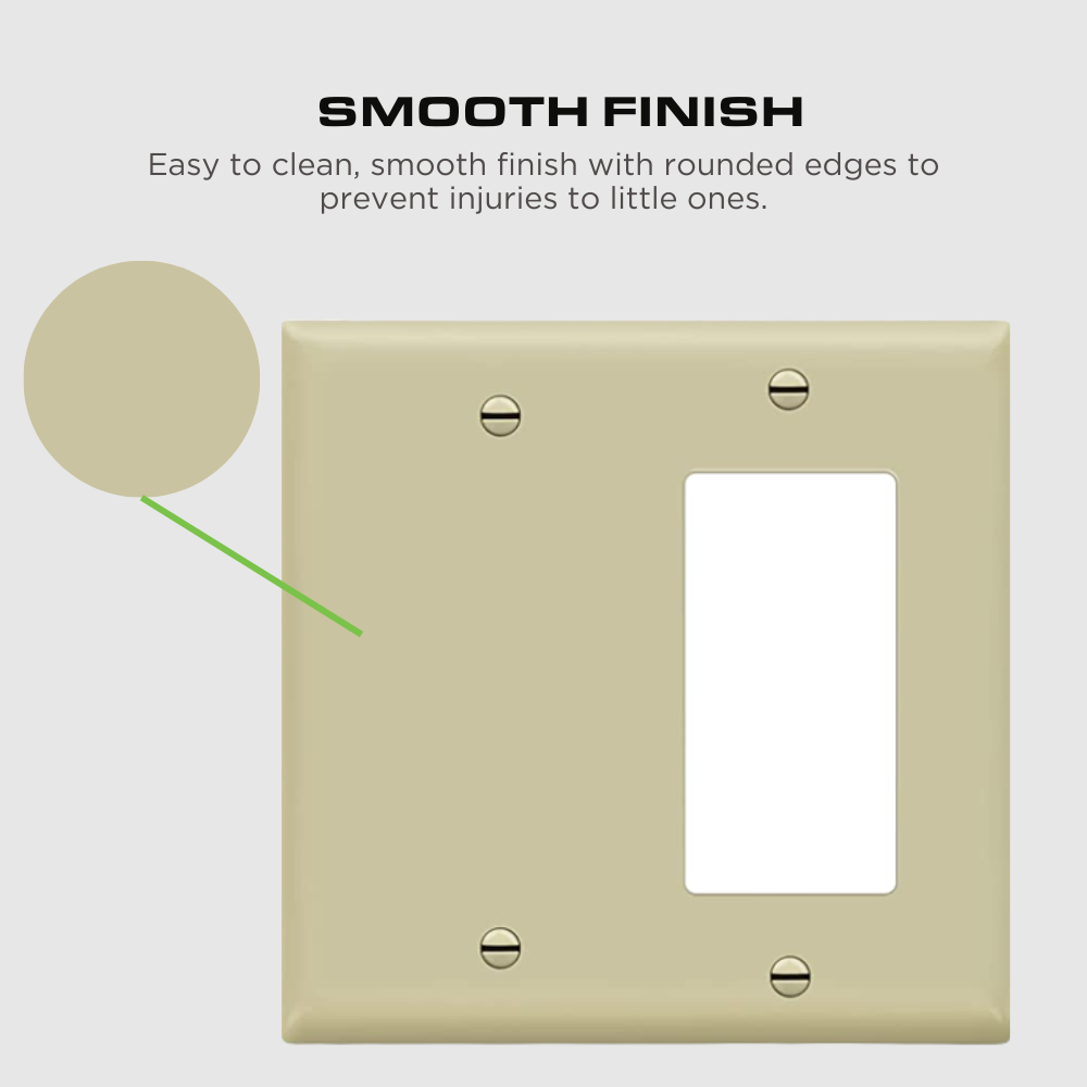 2-GANG COMBINATION WALL PLATE, ONE BLANK, ONE DECORA, IVORY Four Bros Lighting