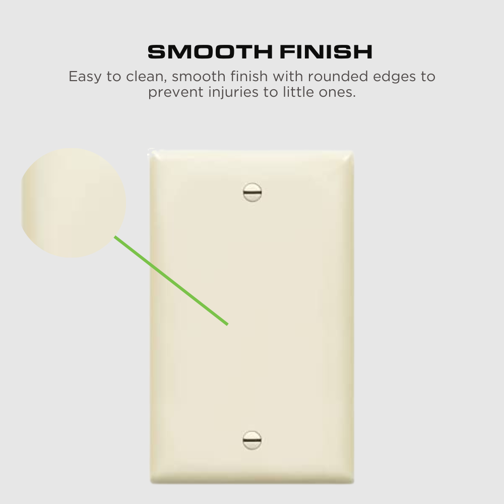1-Gang Blank Wall Plate, Mid-size, Light Almond, 10 Pack