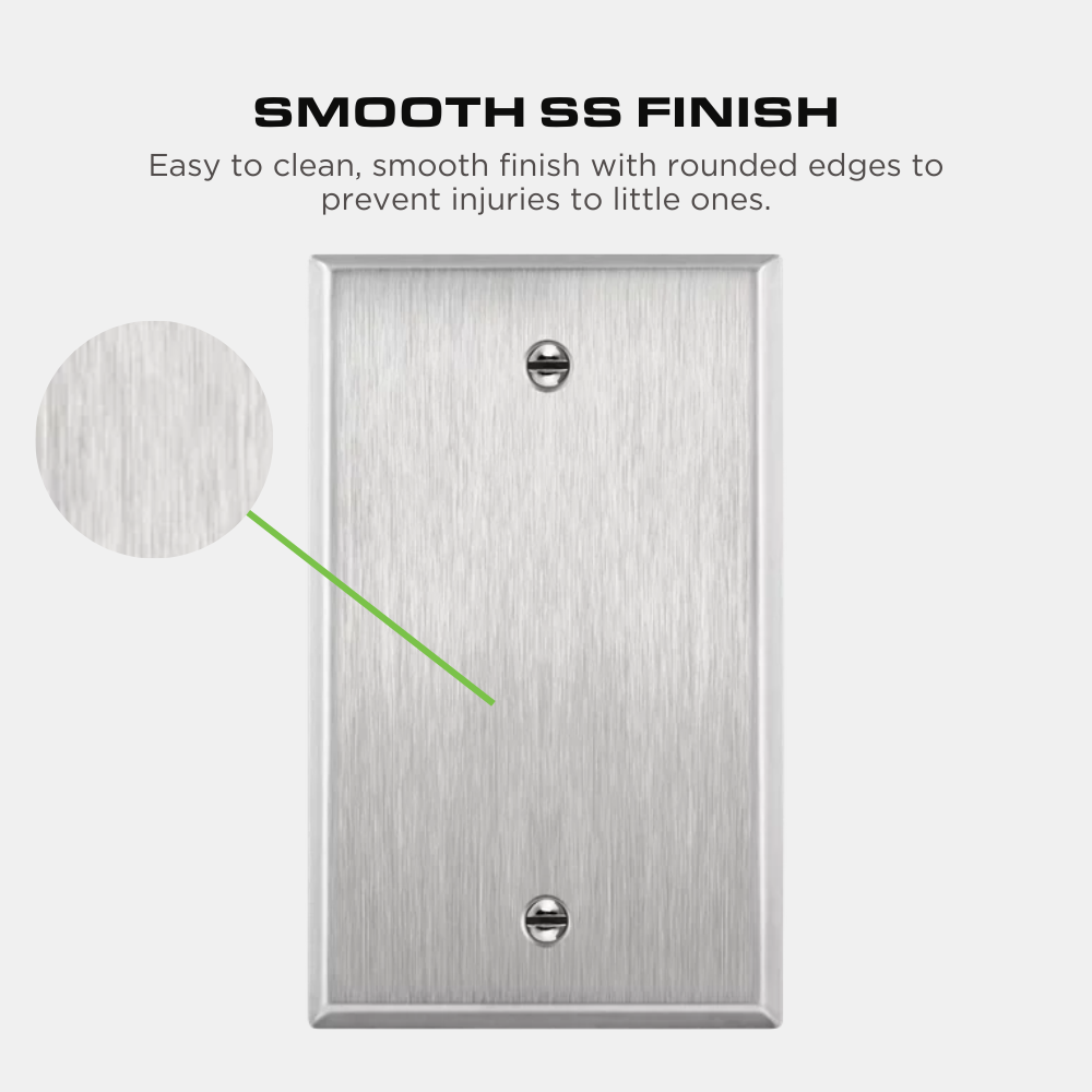 Blank Stainless Steel Wall Plate, 1 Gang