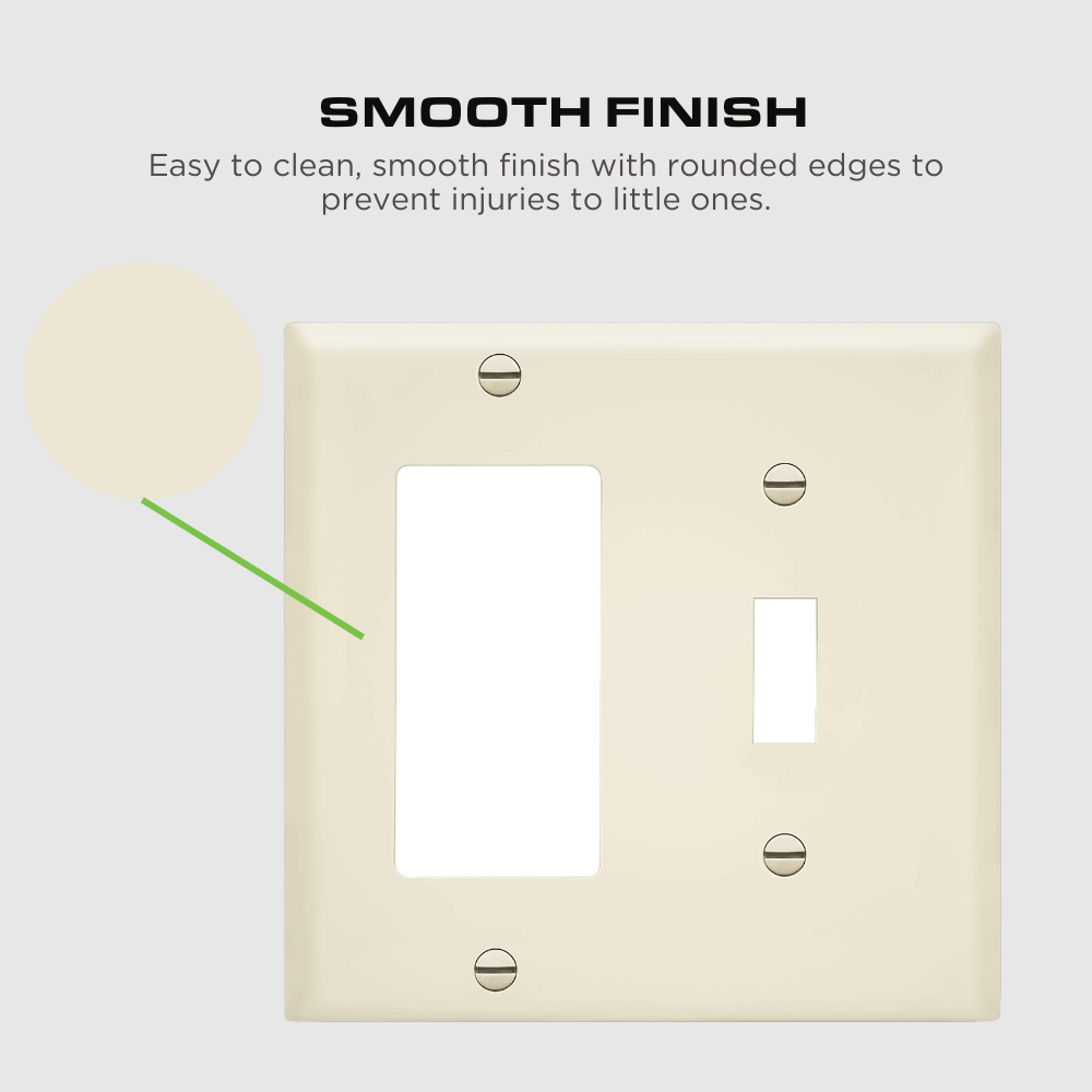 2-GANG COMBINATION WALL PLATE, ONE TOGGLE, ONE DECORA, LIGHT ALMOND Four Bros Lighting