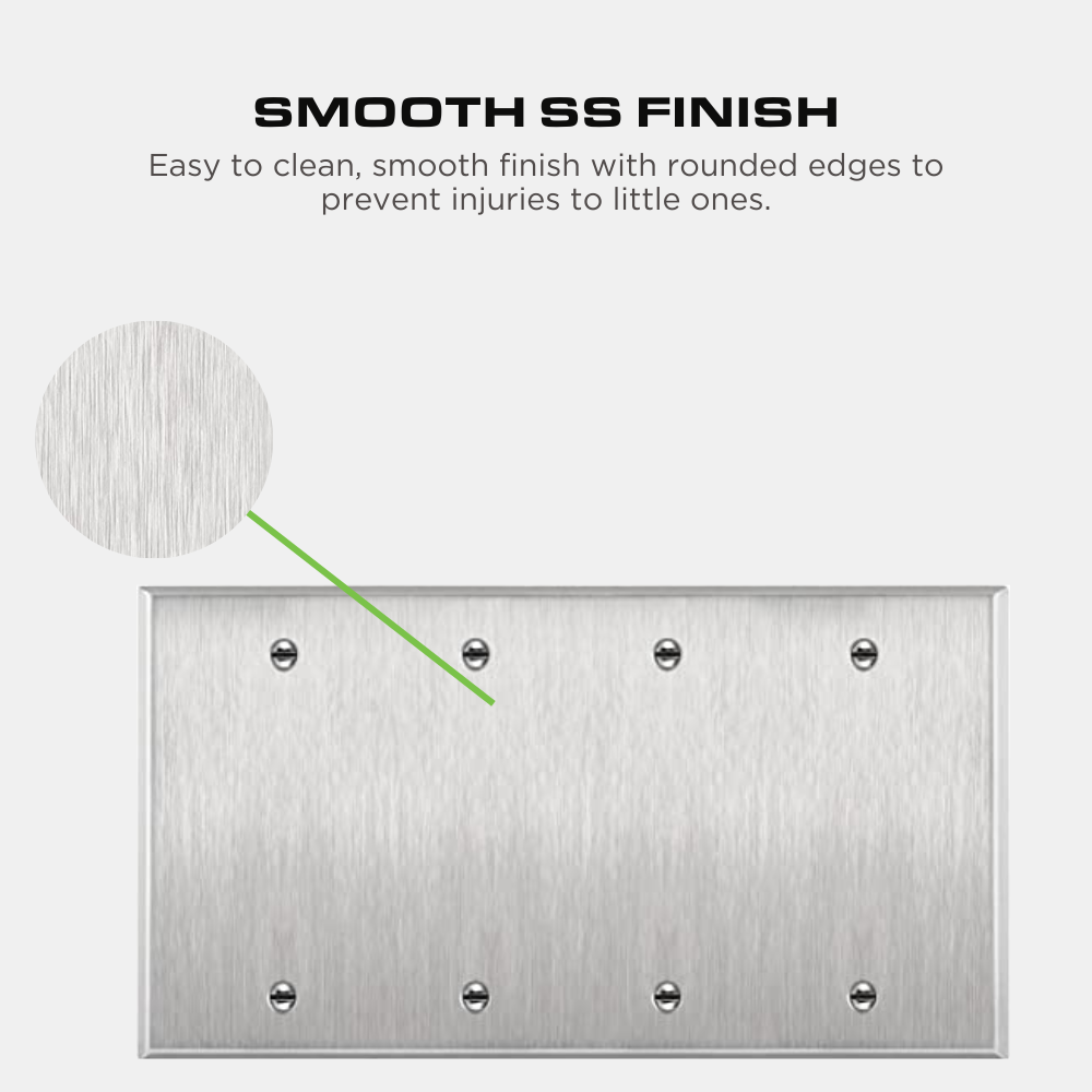 Blank Wall Plate - Stainless Steel - 4 Gang