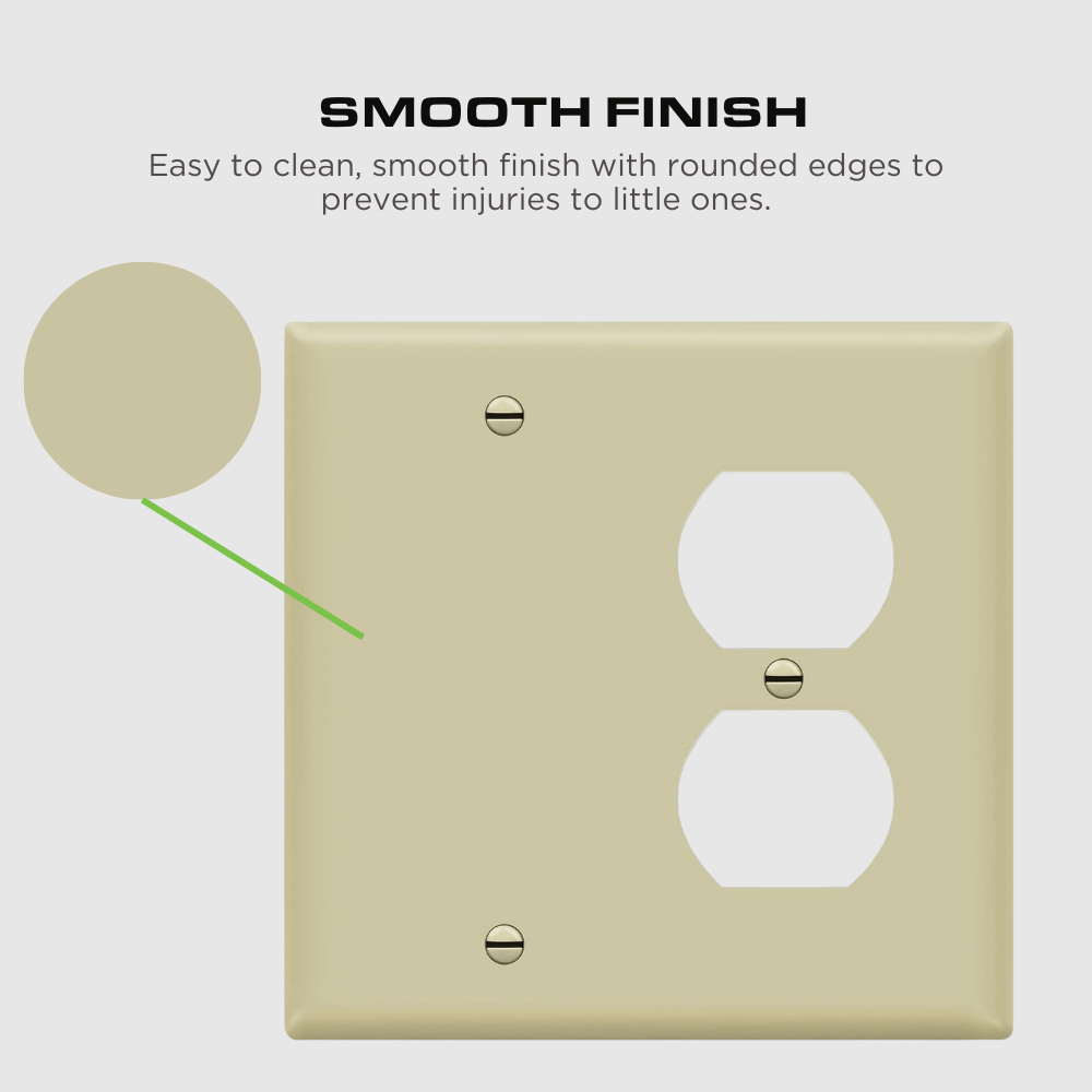 2-GANG COMBINATION WALL PLATE, ONE BLANK, ONE DUPLEX, IVORY Four Bros Lighting