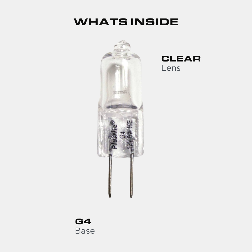 Plusrite 3300 - 5 Watt - T3 G4 Base - Halogen - Clear - 2,000 Life Hours - 80 Lumens - 12 Volt