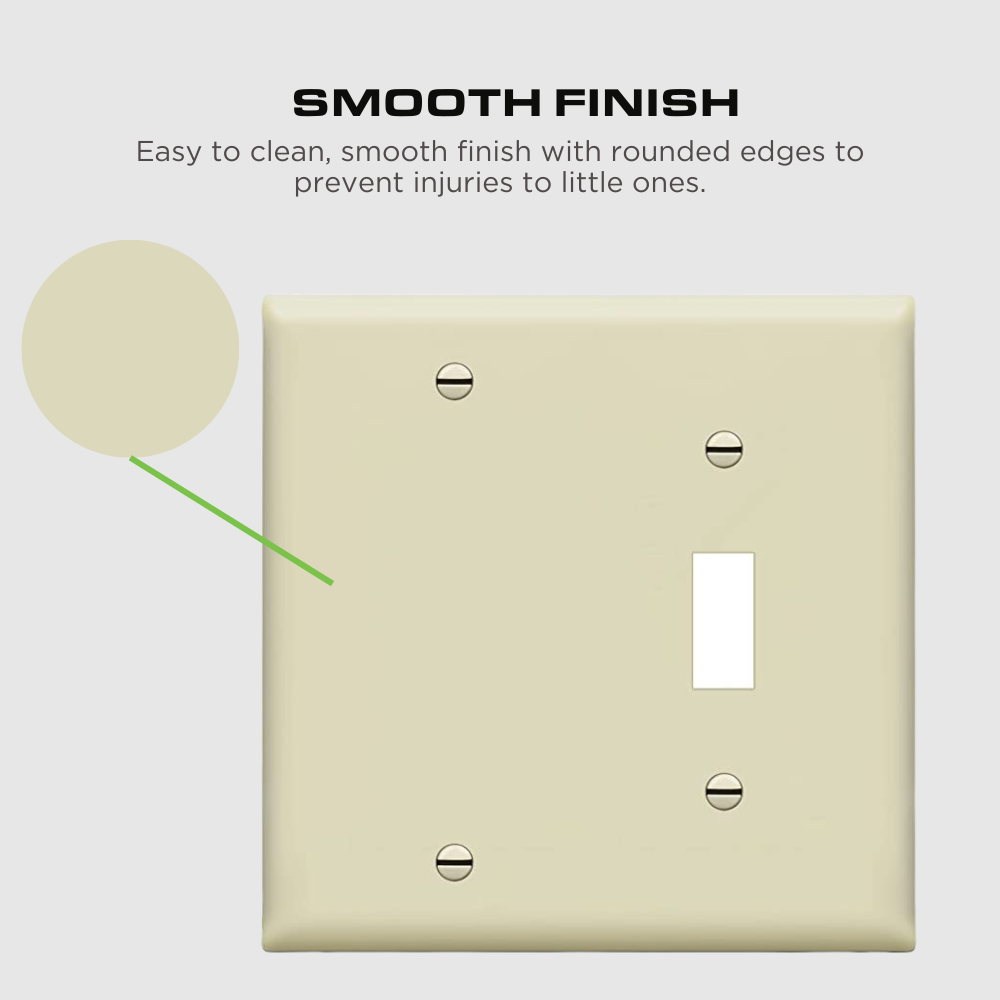 2-gang Combination Wall Plate, One Blank, One Toggle, Almond