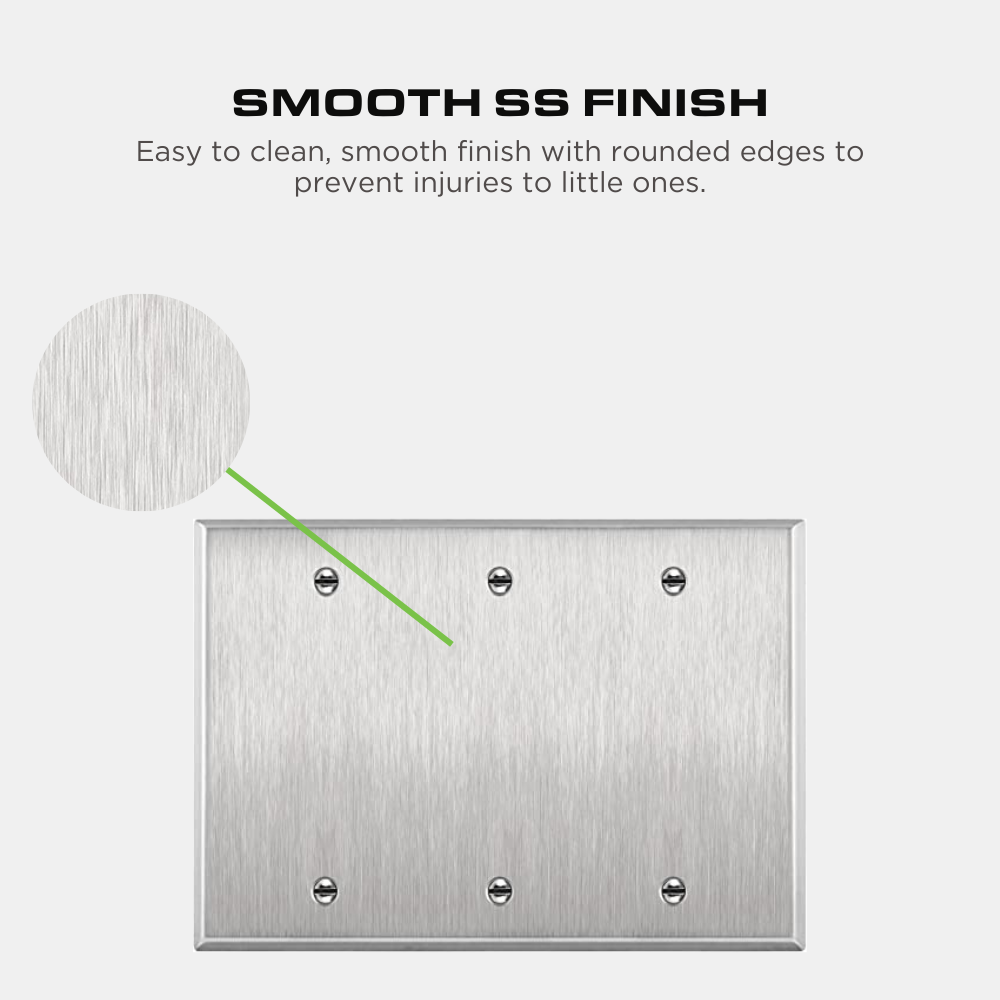 Blank Wall Plate - Stainless Steel - 3 Gang