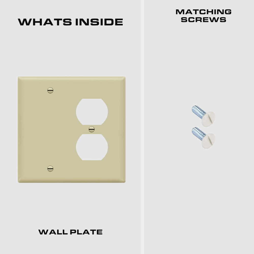 2-GANG COMBINATION WALL PLATE, ONE BLANK, ONE DUPLEX, IVORY Four Bros Lighting