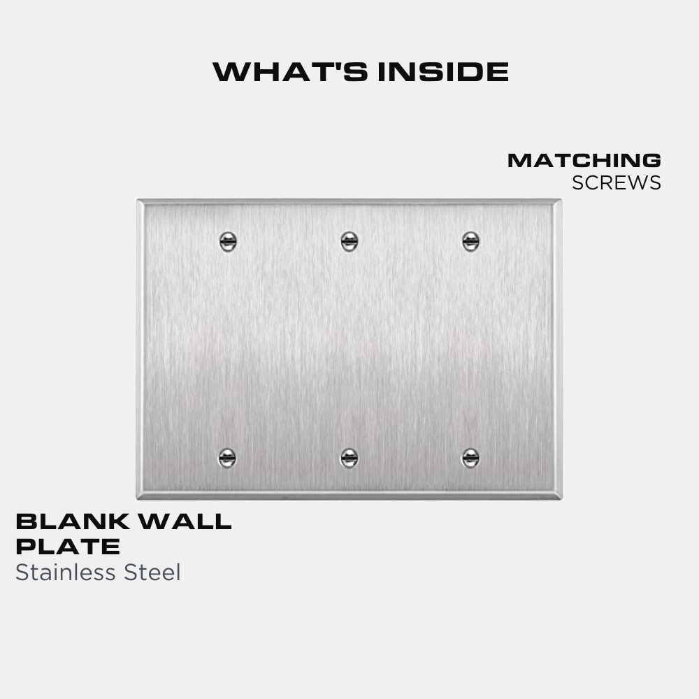 Blank Wall Plate - Stainless Steel - 3 Gang