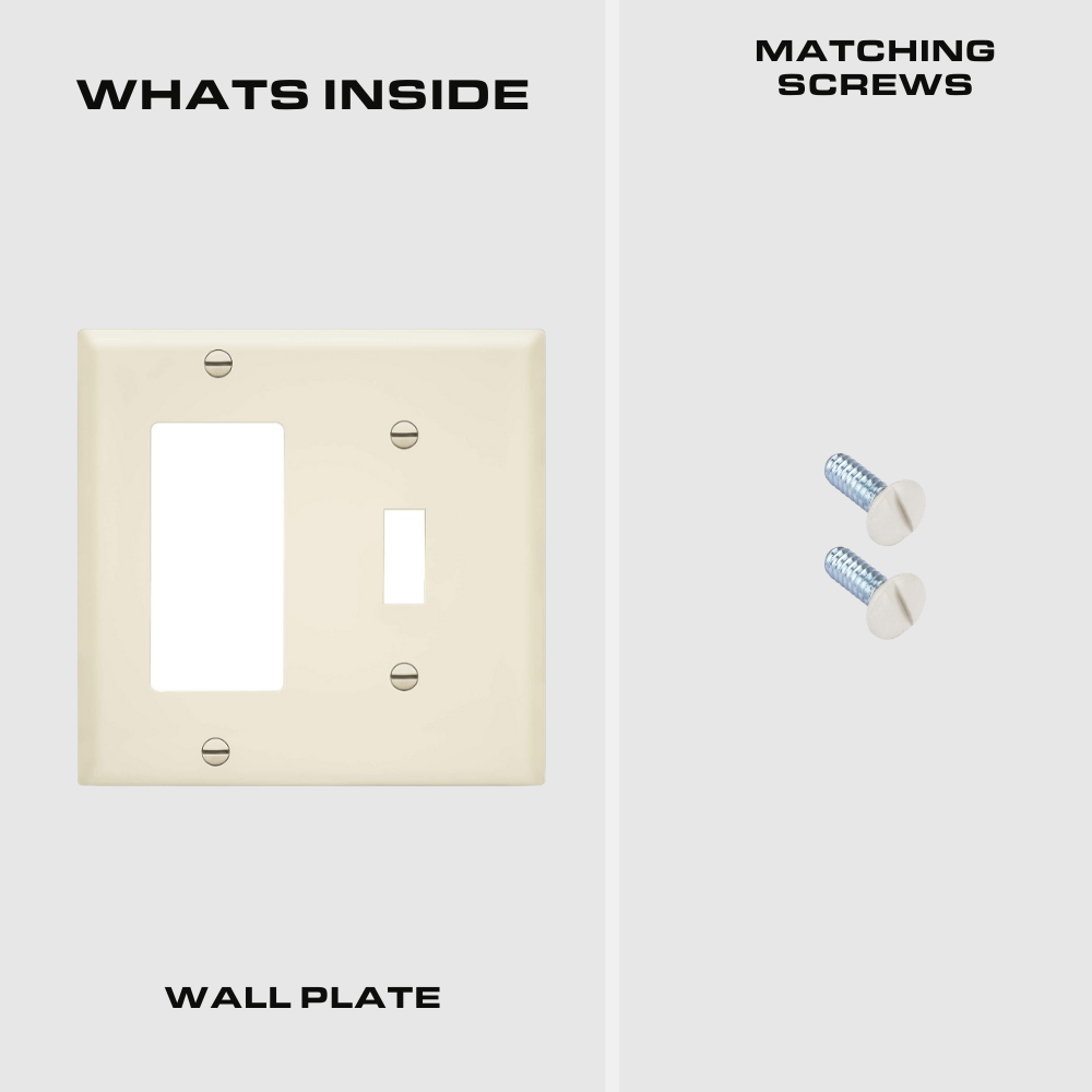 2-GANG COMBINATION WALL PLATE, ONE TOGGLE, ONE DECORA, LIGHT ALMOND Four Bros Lighting