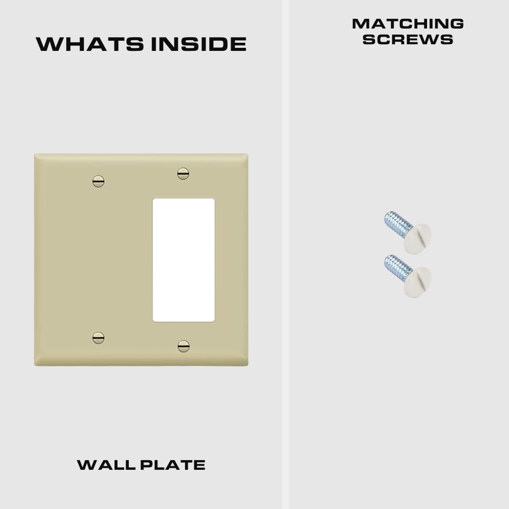 2-GANG COMBINATION WALL PLATE, ONE BLANK, ONE DECORA, IVORY Four Bros Lighting