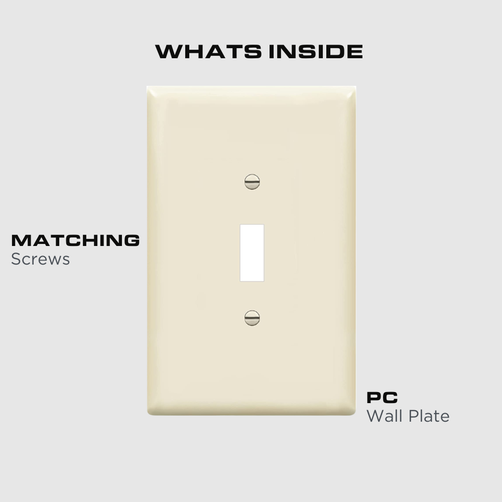 1-Gang Toggle Switch Wall Plate, Mid-size, Light Almond, 10 Pack