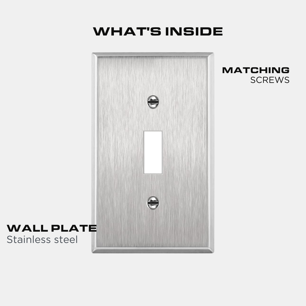 1-Gang Toggle Switch Metal Wall Plate, Stainless Steel