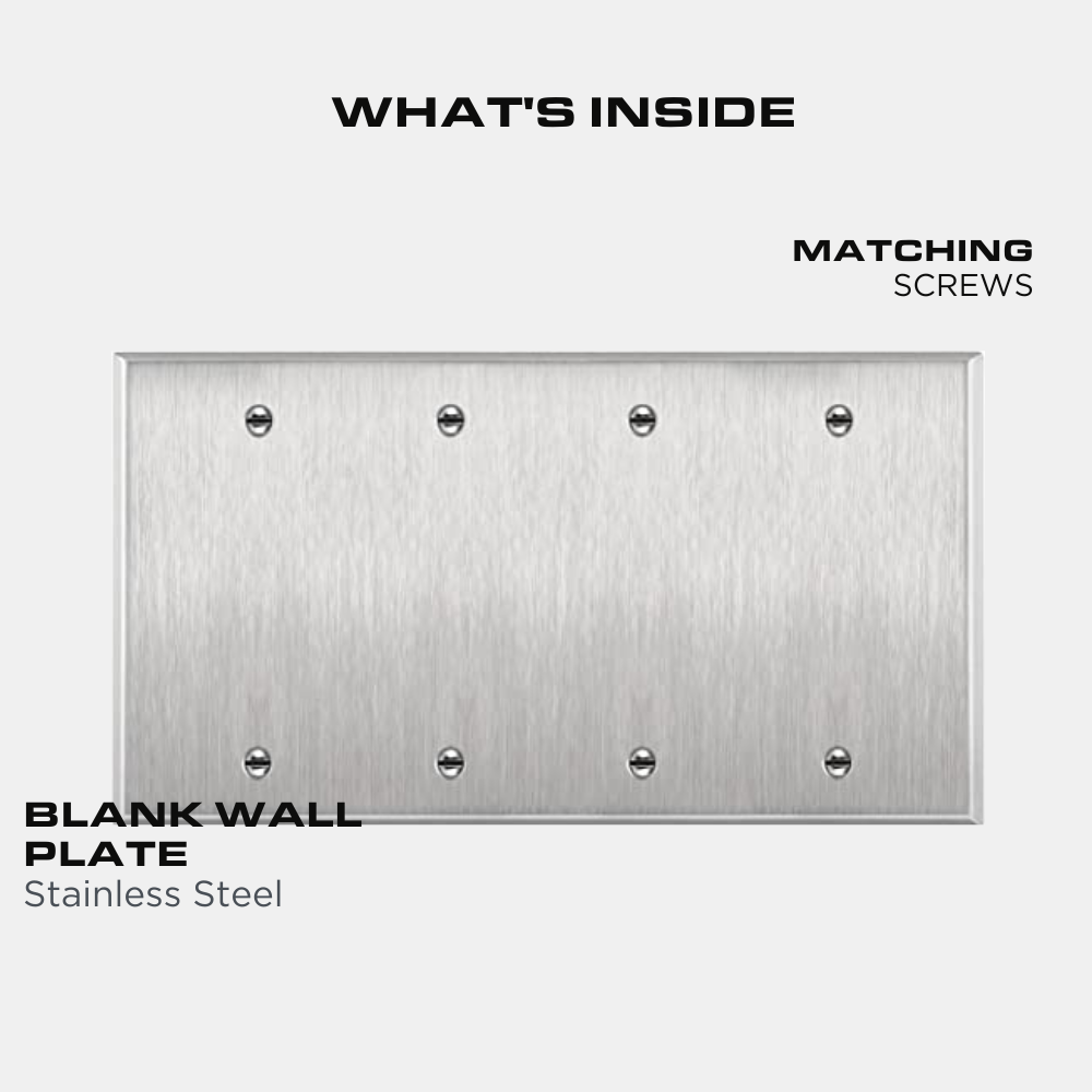 Blank Wall Plate - Stainless Steel - 4 Gang