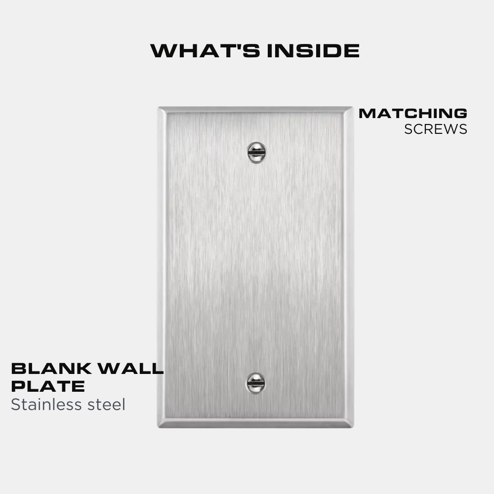 Blank Stainless Steel Wall Plate, 1 Gang