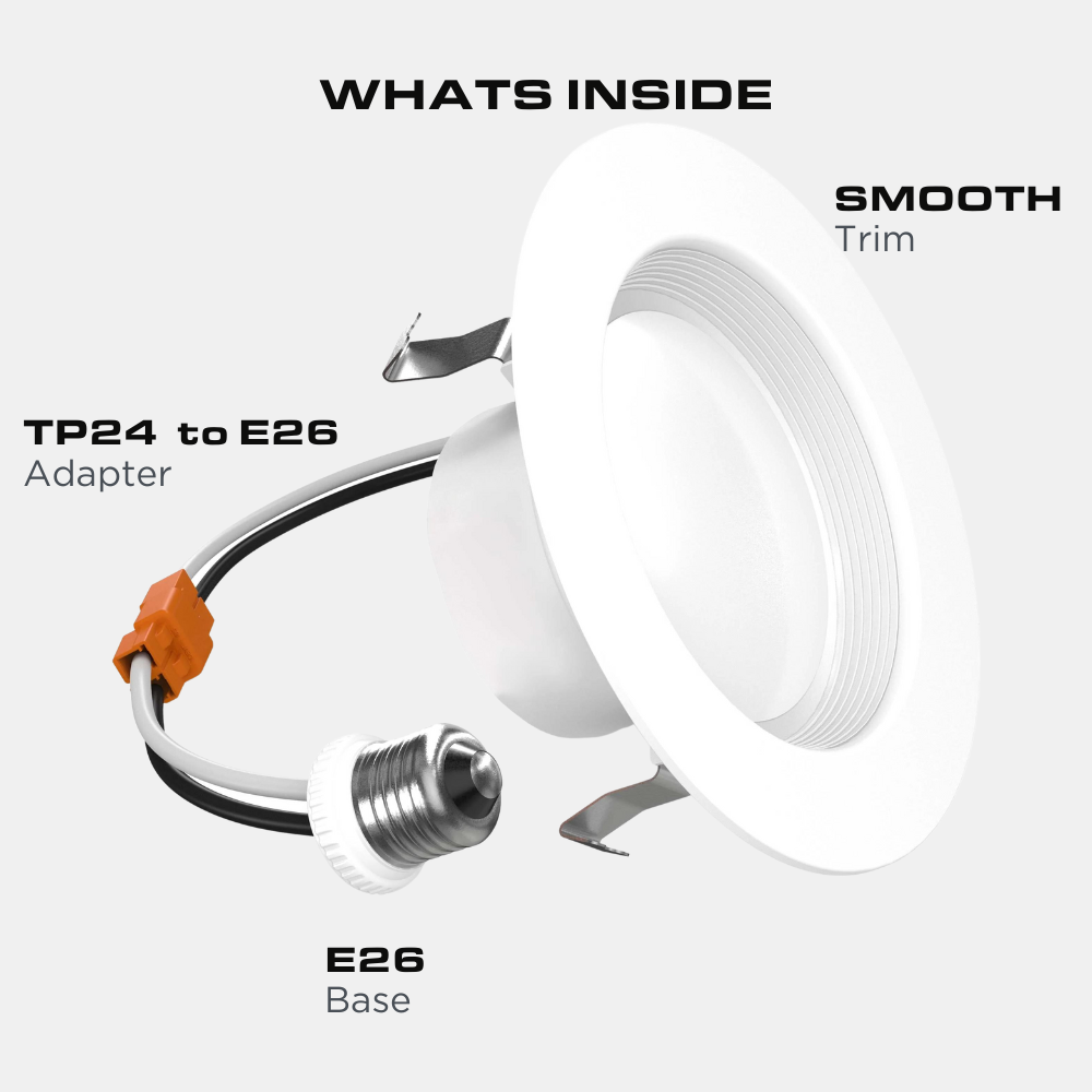 4 Inch LED Recessed Downlight, Smooth Trim, 5000K