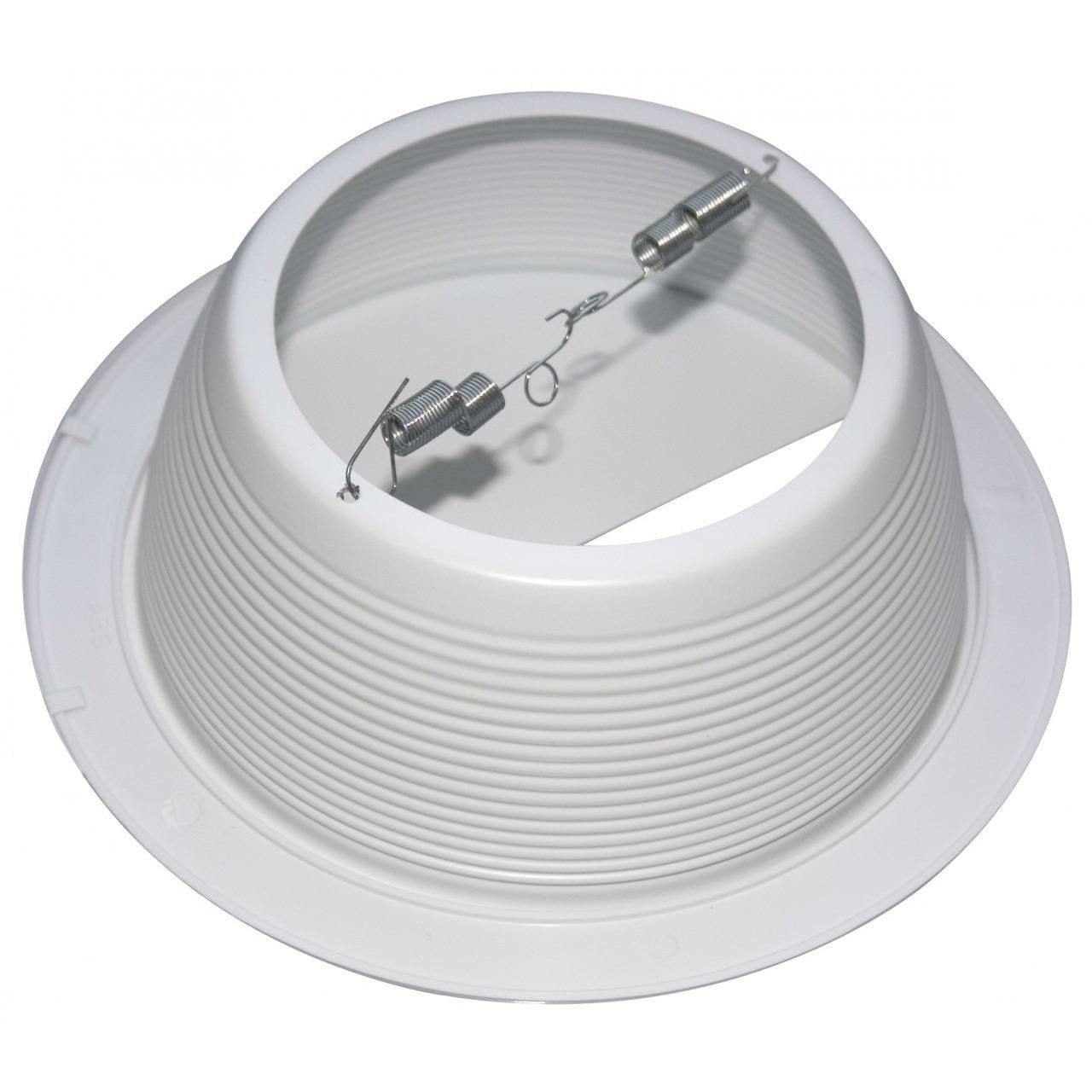 6 Inch - White Stepped Baffle Wall Wash Trim - White Ring - R/PAR30 Four Bros Lighting