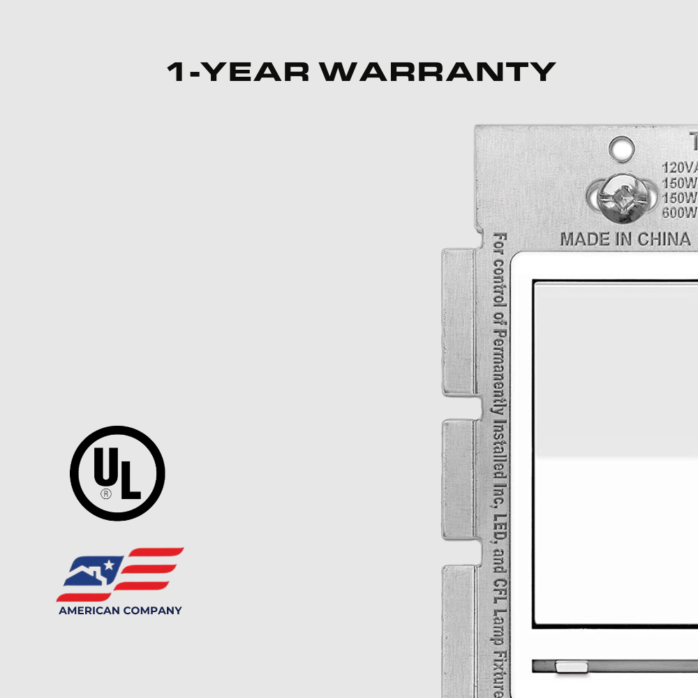 LED Dimmer Switch with Wall Plate, 3-Way, Single Pole, 150W, White, 10 Pack