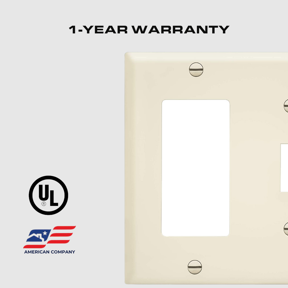 2-GANG COMBINATION WALL PLATE, ONE TOGGLE, ONE DECORA, LIGHT ALMOND Four Bros Lighting