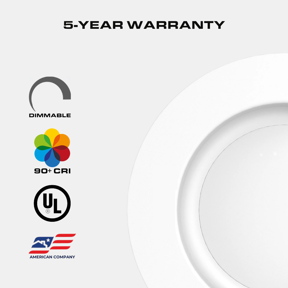 4 Inch LED Recessed Downlight, Smooth Trim, 3000K