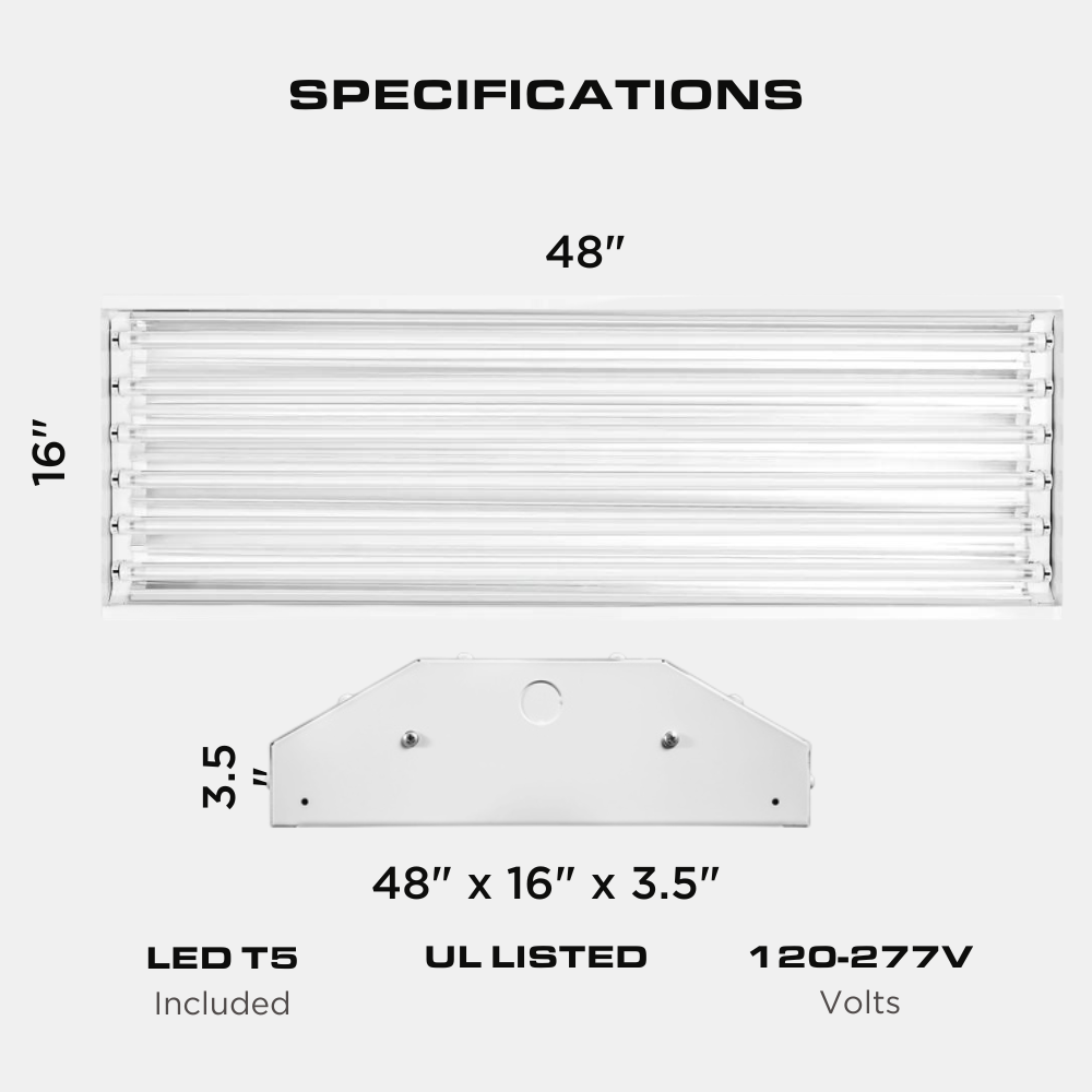 6 Lamp / Bulb T5 LED High Bay - 600W Equal - 5000K - 21000 Lumens