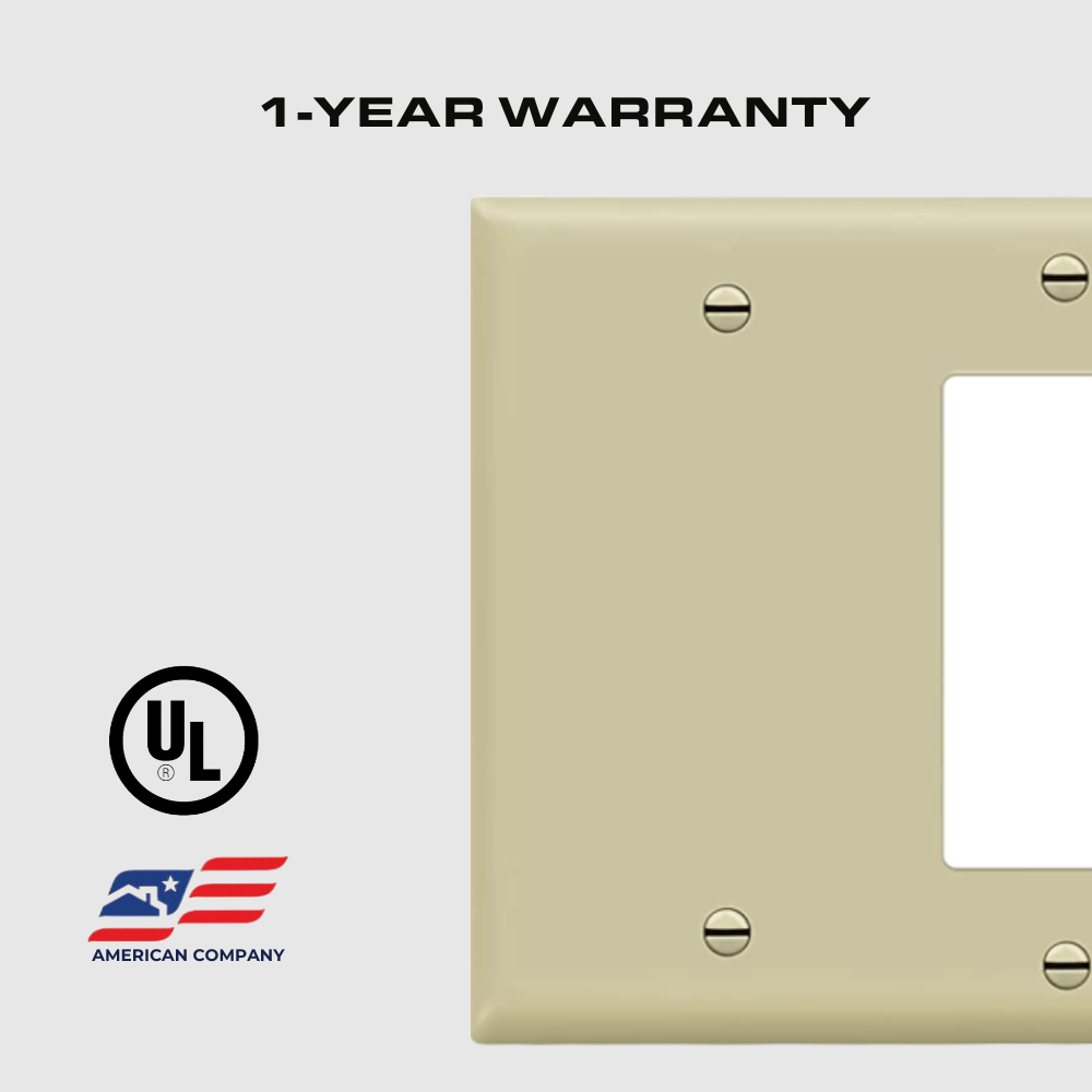 2-GANG COMBINATION WALL PLATE, ONE BLANK, ONE DECORA, IVORY Four Bros Lighting