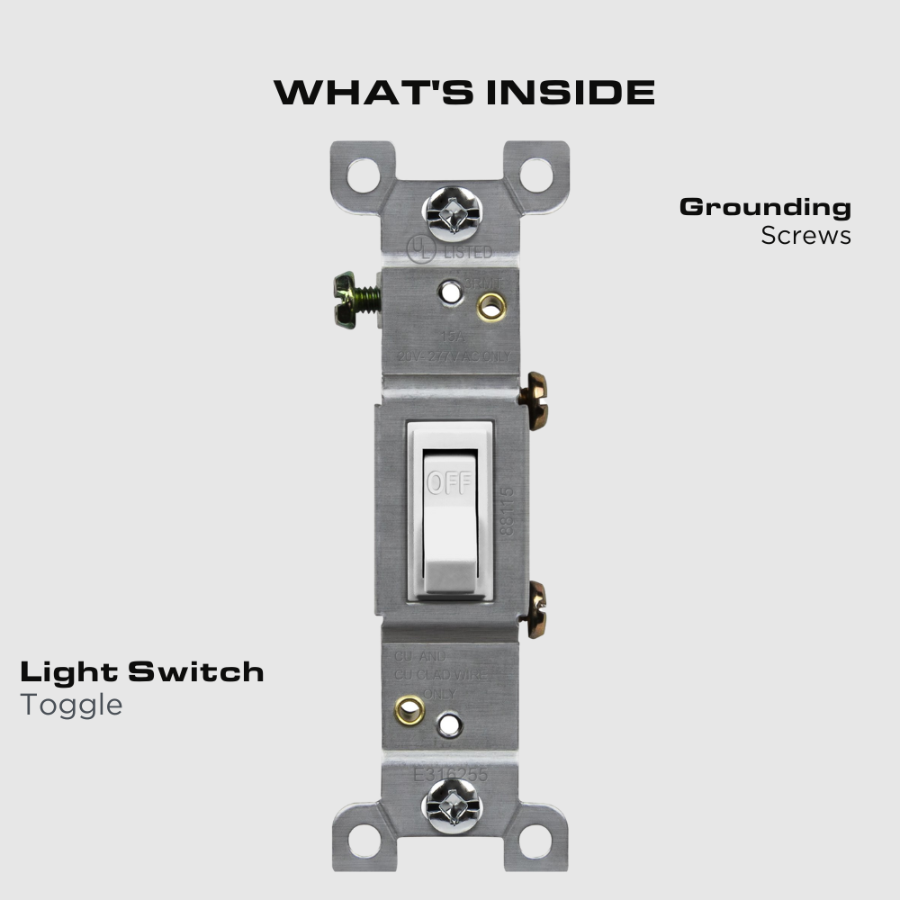 3-Way Toggle Switch, 15A, 120-277V, Residential Grade, White, 10 Pack