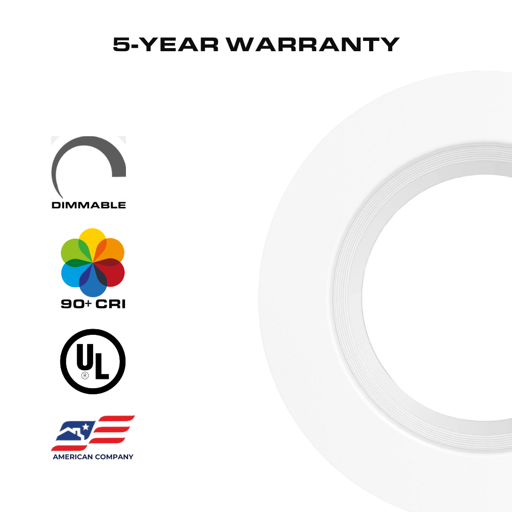 4 Inch LED Recessed Downlight, Baffle Trim, 3000K